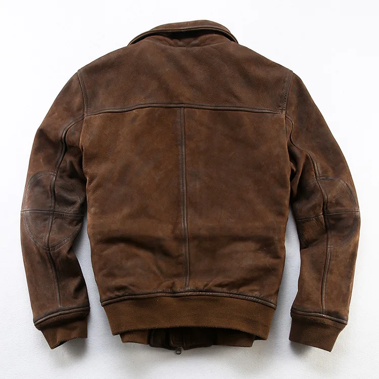 

2021 New Factory Men Vintage Camel A2 flight Genuine Leather Pilot Casual Thick Cowhide Slim Fit Jacket Coats