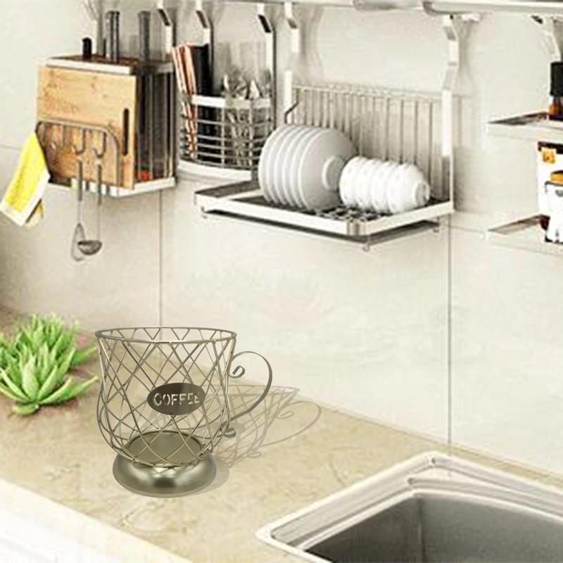 

LBER Coffee Capsule Universal Storage Basket Coffee Cup Basket Vintage Coffee Pod Organizer Holder for Home Cafe Hotel