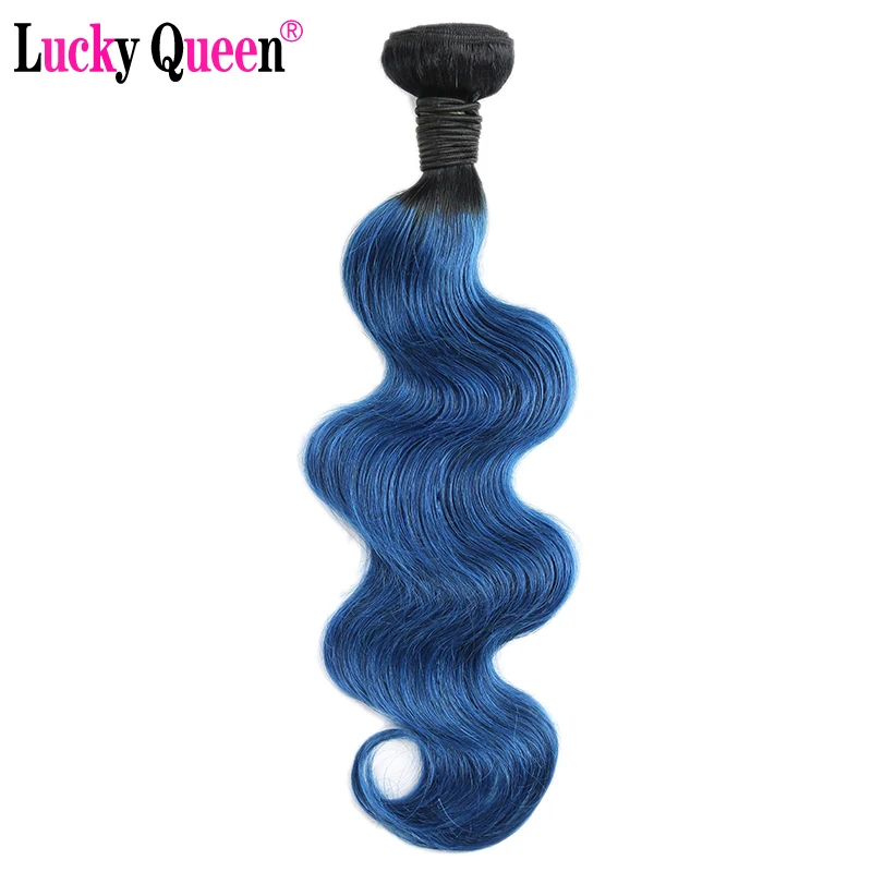 

Ombre Blue Colored Body Wave Bundles Lucky Queen Brazilian Body Wave 100% Human Hair Extensions Remy Hair Weave Bundles
