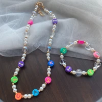 new korean elegant sweet pearls beaded necklace for women colorful flower pendant choker necklace girls beach party jewelry