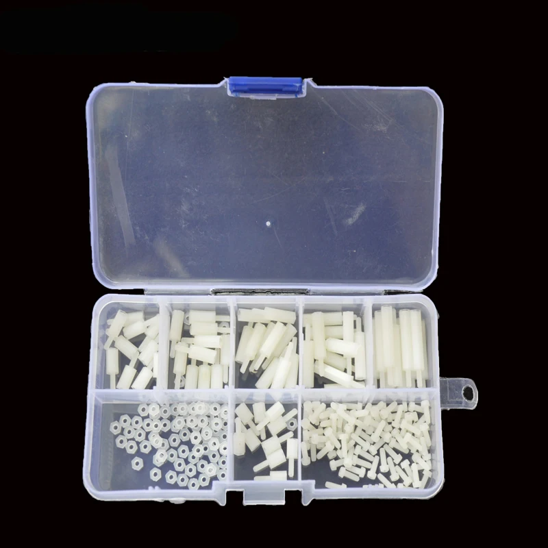 

M2 White Hex Nylon Column Male Female Standoff Pillar Thread Plastic Hexagon PCB Motherboard Screw Nut Set Assortment Kit Box