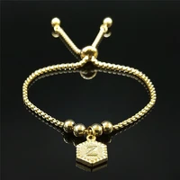 2022 fashion the letter z stainless steel bracelet charm geometry chain bracelet bead women jewelry pulseira feminina bhxs05