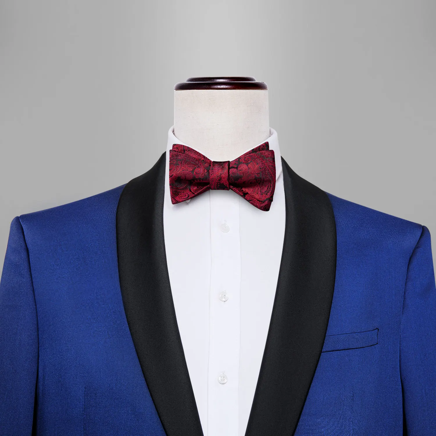 Свадебный галстук для мужчин шелковый бабочка однотонный красный с узором