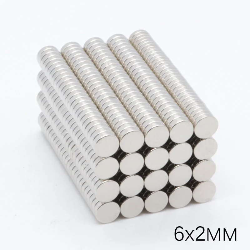 

1000pcs 6x2 mm NdFeB N35 Rare Earth Magnet Neodymium Magnets Craft Round Cylinder Bulk Customized Fridge 6 x 2 mm