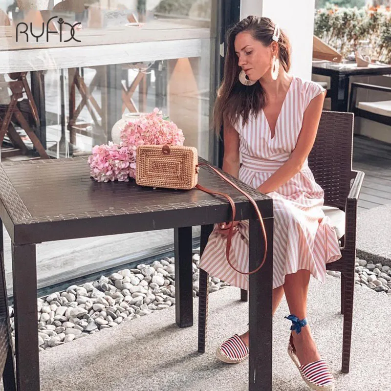 

Женское платье в полоску, Элегантное Длинное праздвечерние чное платье с коротким рукавом, V-образным вырезом и высокой талией, одежда для о...