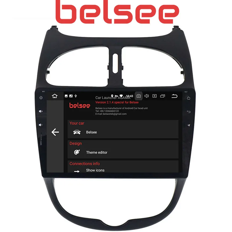Belsee 9&quot Touch Screen Android 9.0 octa core Ram 4+64GB Head Unit Car Radio GPS Navigation Multimedia Player for Peugeot 206 |
