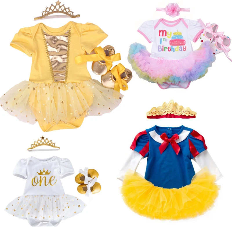 Комплект для новорожденных принцесс комплект дня рождения летняя детская одежда