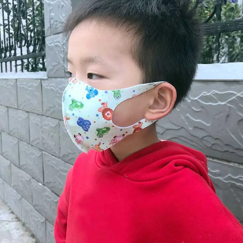 Детская губчатая маска для рта Детские маски лица с мультяшным принтом дышащая