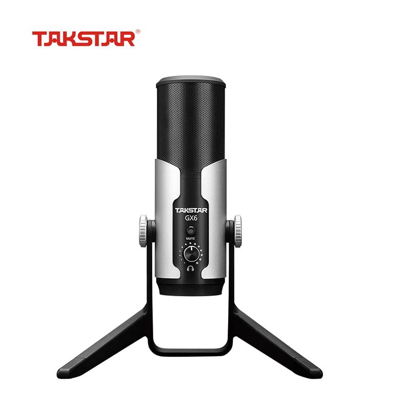 

Takstar GX6 USB Digital Condenser Microphone Cardioid Studio Recording Vocals Voice Over with Fold-back Legfor YouTube Podcast