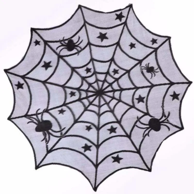 Хэллоуин паук звезда круглая веб скатерть камин стол Декор Топпер чехлы|Кулоны и