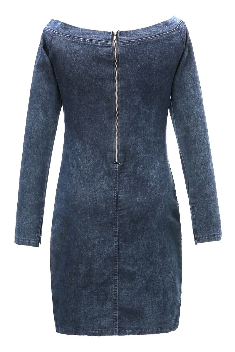 

2021 New Denim Dresses for Women Fashion Casual One-shoulder Long-sleeved Sexy Summer Jeans Dress Slim Thin Elegant Jacket Dress
