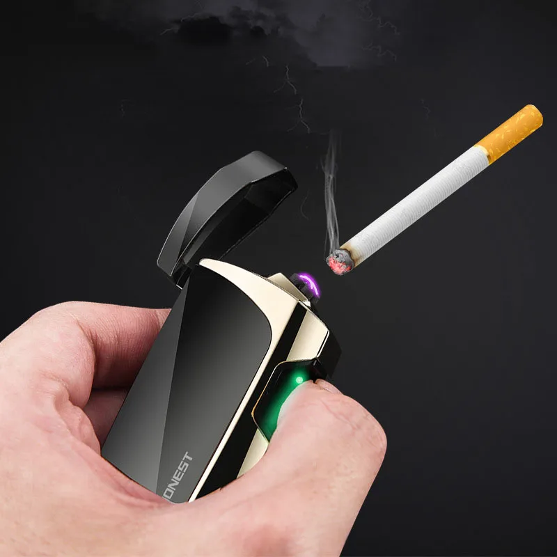 

Новинка интеллектуальная зажигалка с двойной дугой USB зарядка портативный дисплей питания ветрозащитные сенсорные зажигалки аксессуары д...