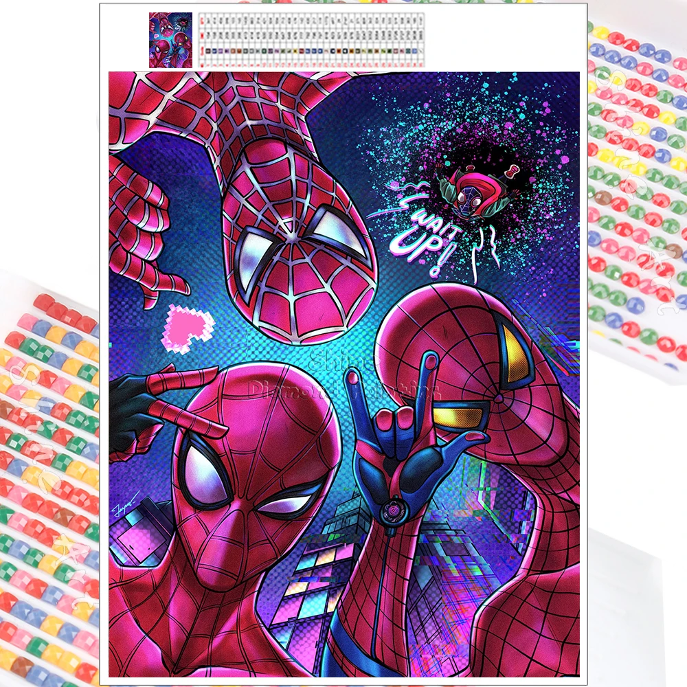 Полноформатная круглая алмазная живопись Marvel изумительный человек паук 5D Набор