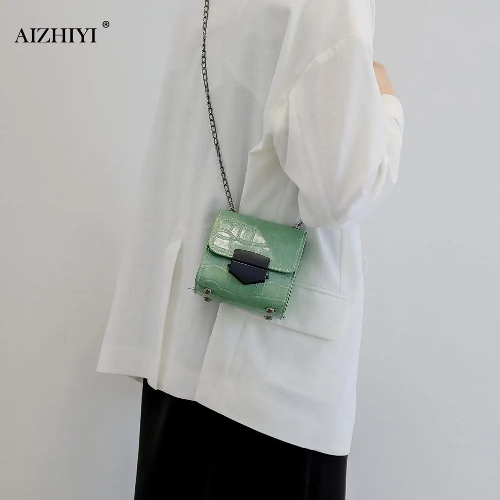 

Fashion Alligator PU Leather Women Shoulder Bags Chain Flap Crossbody Handbags Popular Simple Female Daily Bag