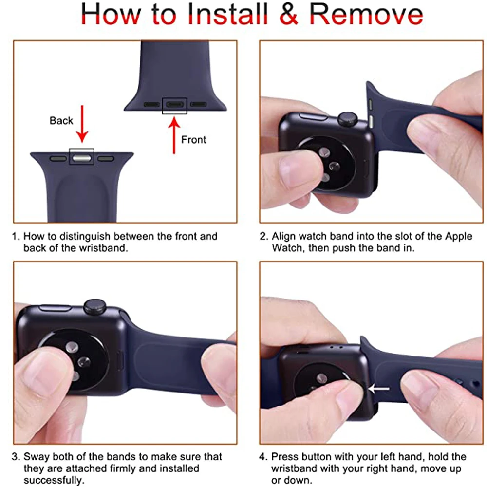 

Sport Band for Apple Watch Black Unity 44mm 40mm iWatch Band 38mm 42mm Silicone Strap bracelet For Apple Watch Band 2/3/4/5/6/SE