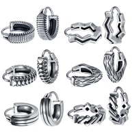 zs 8 styles punk rock earrings ring stainless steel hoop ear ring hip hop fashion 316l surgical steel earring piercing stud ring