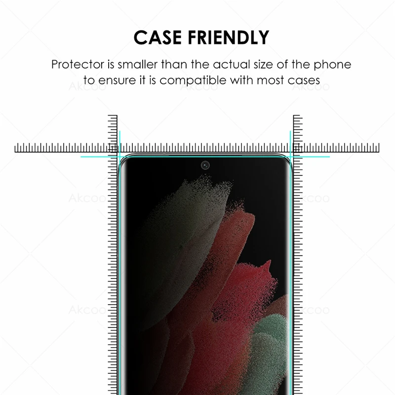 2 Pcs Galaxy S21 Ultra Privacy Screen Protector UV Liquid Tempered Glass for Samsung S8 10 Plus Note 8 9 10 20 5G Anti-Spy film
