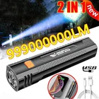 Портативный светодиодный фонарик с зарядкой от USB фонарь, карманный водонепроницаемый фонарик с внешним аккумулятором для самообороны, рыбалки, кемпинга