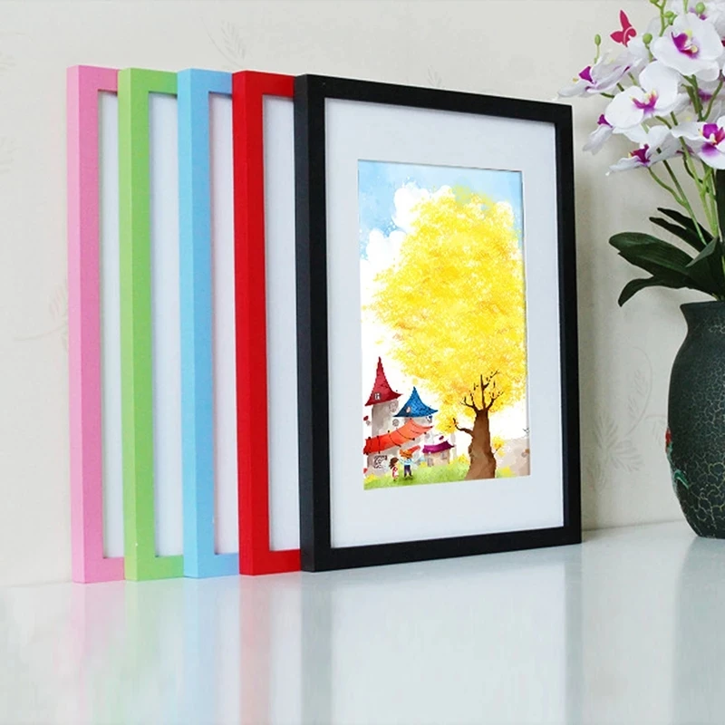 Photo Frame Wall Decor Wooden Frame for Canvas Painting Black White Pink Red More Color Photo Frame Family for Wall Mounting