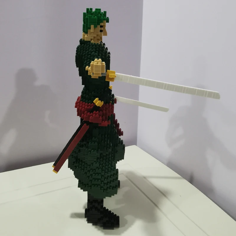 

HC 9886 Anime One Piece Roronoa Zoro Pirate 3D Model 3178pcs DIY Mini Diamond Blocks Bricks Building Toy for Children no Box