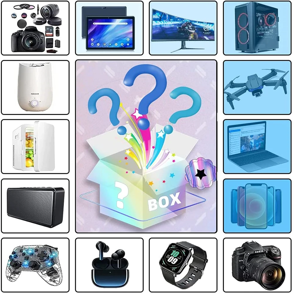 

Самая популярная коробка Lucky Mystery 100%, сюрприз, высококачественный подарок, электронные геймпады, цифровые камеры, новинка, подарок на Рождес...