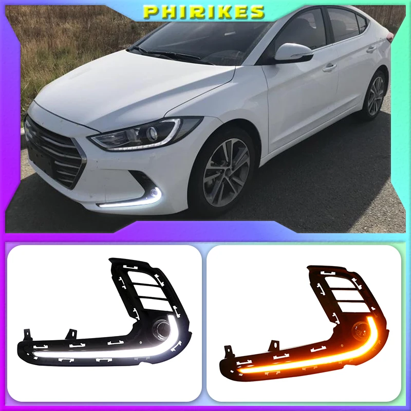 

Для Hyundai Elantra 2016 2017 2018 с поворотным желтым сигналом s AUTO 12V ABS дневные ходовые огни дневсветильник s DRL