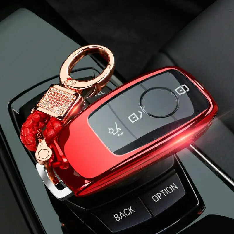 

Red Soft Tpu Car Remote Smart Key Case Cover Full Protection For Benz E Class
