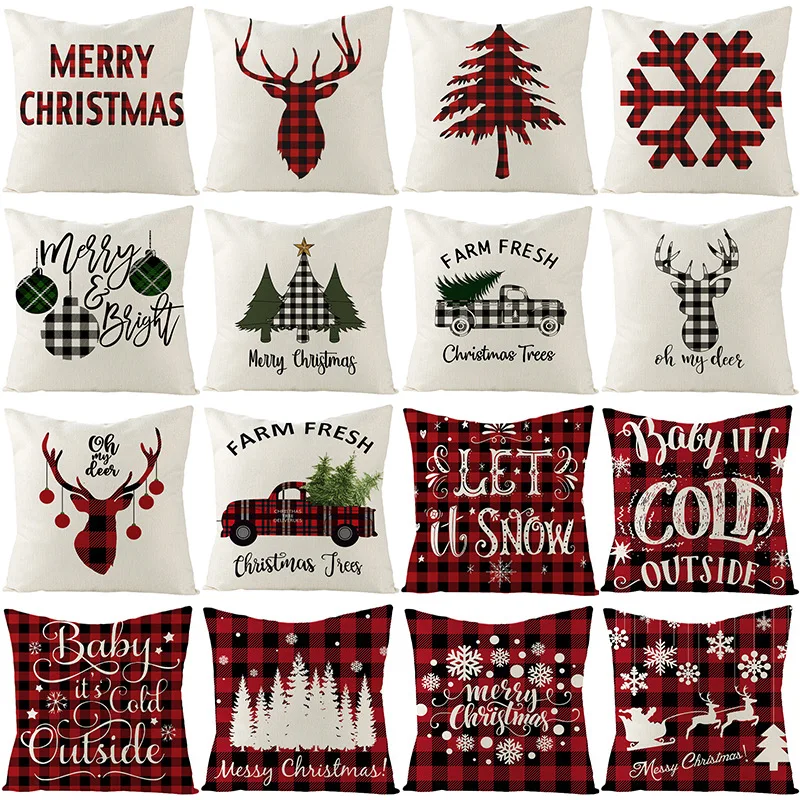 

christmas decoration 2021 Cushion Cover Santa Claus Elk Christmas Decoration for Home 2021 Christmas Ornaments Navidad New Year