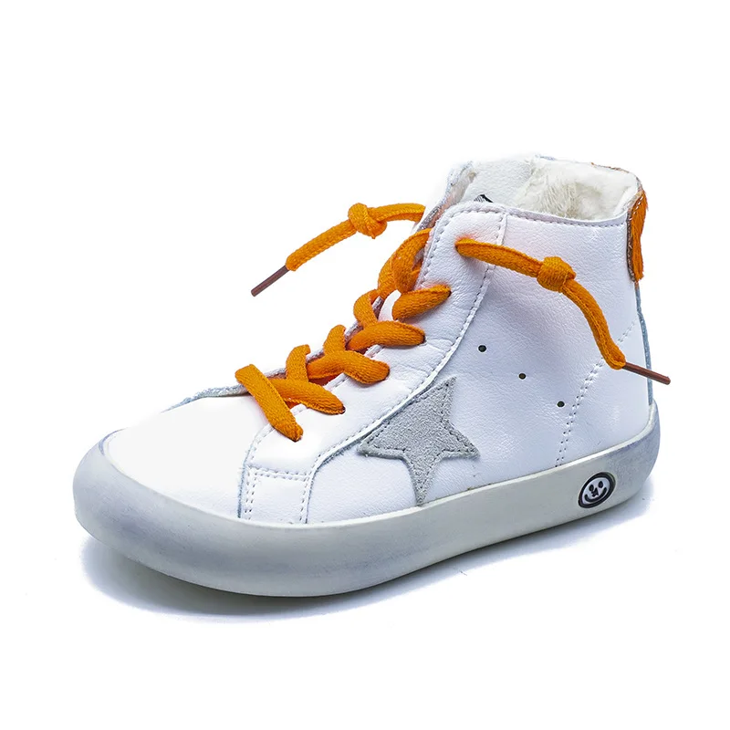 

Children's High Top and Velvet Two Cotton Boys and Girls White Shoes Star Dirty Shoes Girls Sneakers Girls Shoes Fashion Shoes