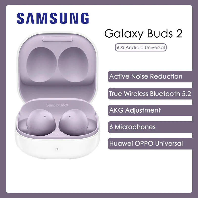 

SAMSUNG Galaxy Buds 2 Active Noise Reduction True Wireless Bluetooth Headset AKG Adjustment For SAMSUNG Huawei OPPO Universal
