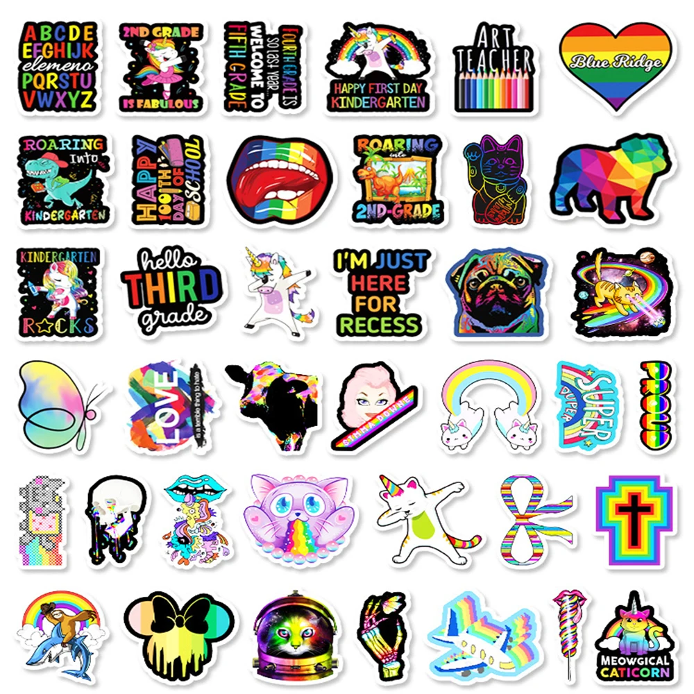 Наклейки яркие радужные для ноутбука мотоцикла компьютера шлема велосипеда 100