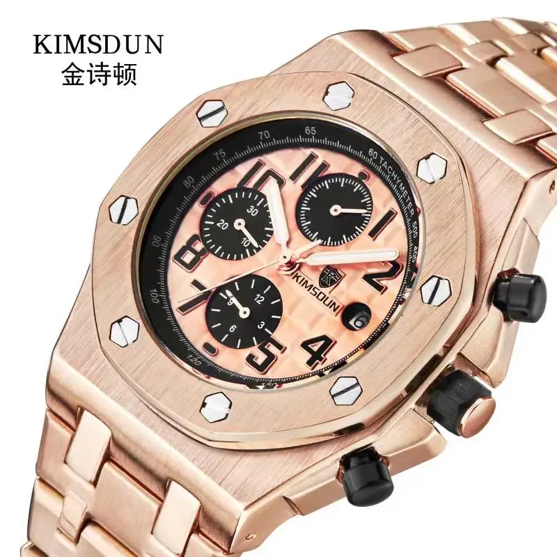 

KIMSDUN men's watch fashion steel belt three-eye waterproof multi-function automatic mechanical watch men's watch
