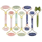 Ролик для подтяжки лица, розовый кварц, нефрит, кристалл, для похудения шеи, тонкий подбородок, инструмент для ухода за кожей лица, ролик для массажа лица