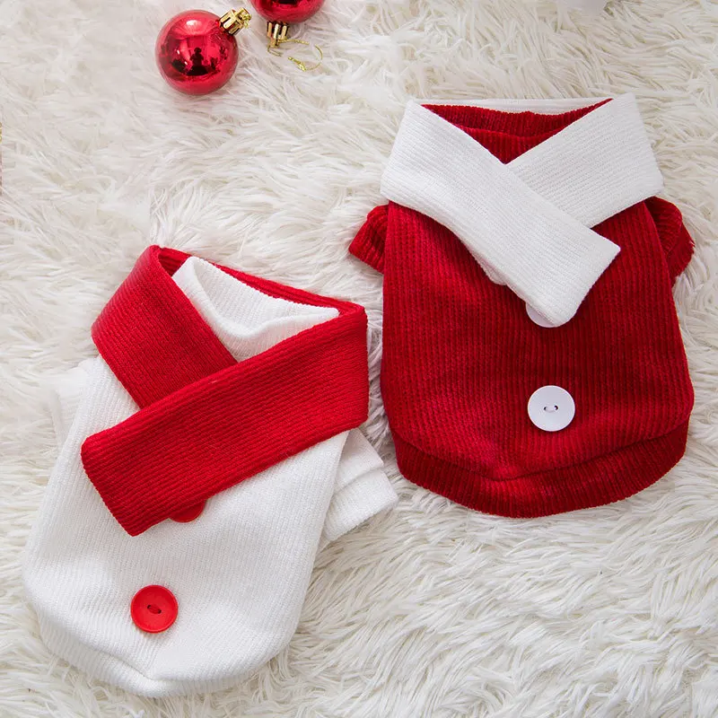 

New Year sweater Lovely Pet Scarf Sweater Autumn Winter Knitted Dog Clothing Warm For Small Pets Two Legged Sweater Chihuahua