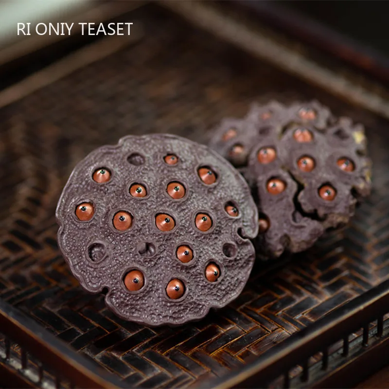 

Creativity Lotus Model Ornaments Chinese Yixing Purple Clay Tea Pet Handmade Sculpture Tea Set Decoration Tea Ceremony Gifts