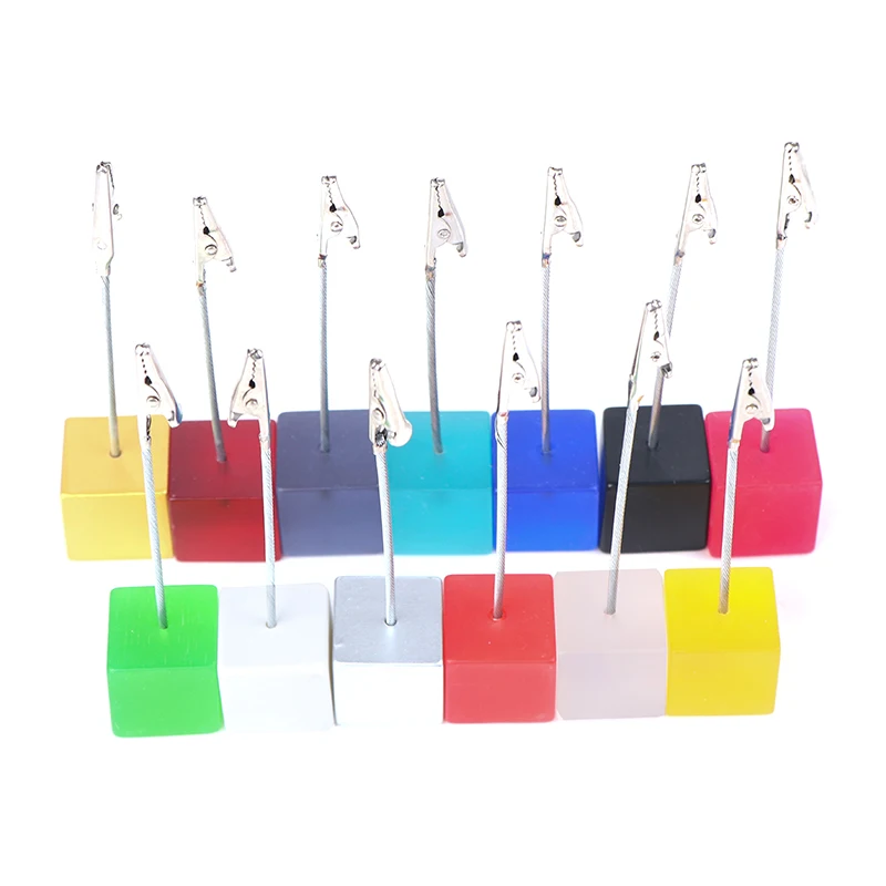 1PCS Colorful Cube Stand Alligator Wire Photo Clip Memo Card Holder Note Clamp | Канцтовары для офиса и дома