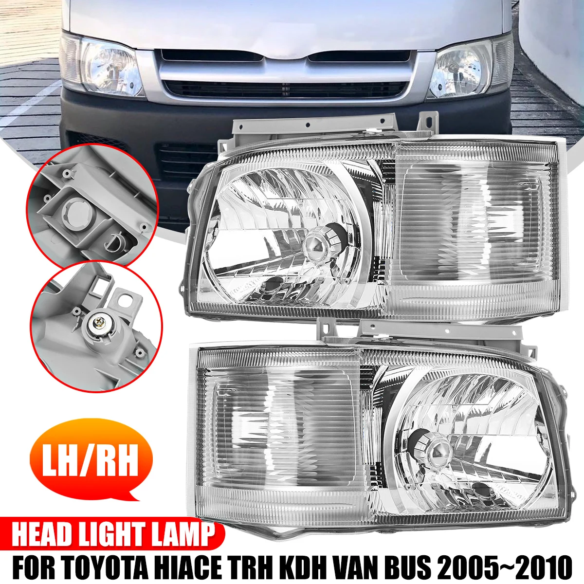 

Car Left Right Head Lamp Light Assembly headlight For Toyota Hiace TRH KDH Van Bus 2005 2006 2007 2008 2009 2010 Accessories