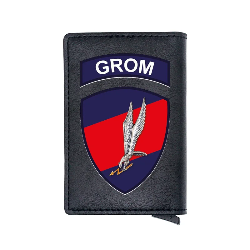 

GROM Grupa Reagowania Operacyjno-Manewrowego Card Holder Wallet Men Women Leather Rfid Aluminum Military Short Purse