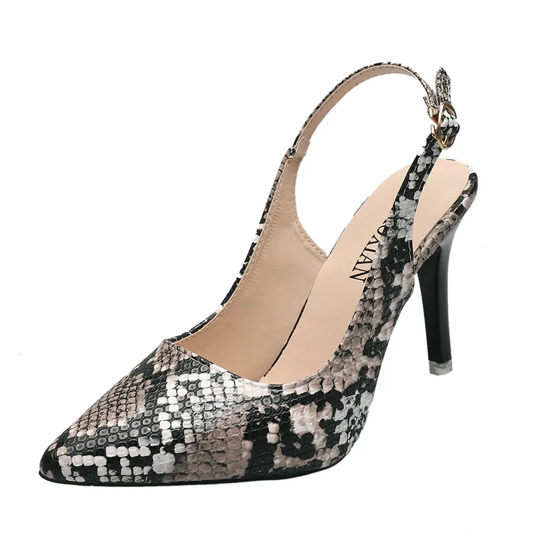 

Pointed Heel Sandals 2021 Women's Ladies Shoes Summer All-Match New Stiletto Comfort Fashion Girls Leopard High Open Back Strap
