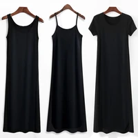modal suspender skirt female 2021 new dress pure cotton bottoming black vest long skirt all match skirt