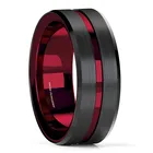 Мужское обручальное кольцо FDLK, 8 мм, из черной карбидной нержавеющей стали, с тонкой Красной линией