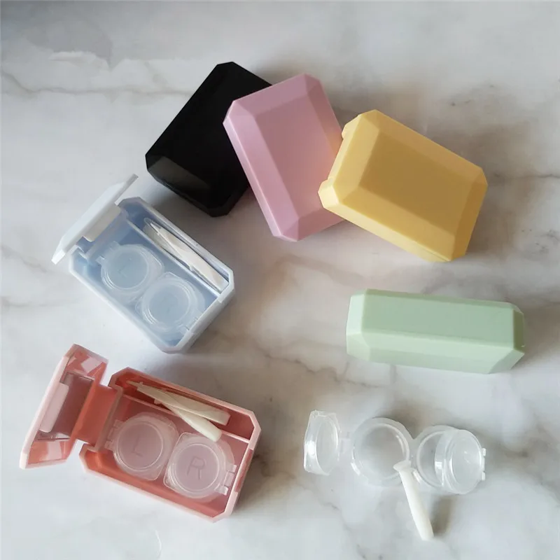 Чехол для контактных линз однотонный мини-чехол с зеркалом милый дорожный бокс