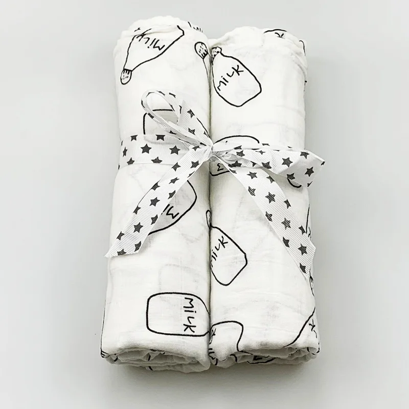 2pcs/set Newborn Baby Blanket Cotton Blanket Cartoon Pattern Multi-use Infant Stroller Cover Towel Baby Muslin Swaddle Wrap - Цвет: 20