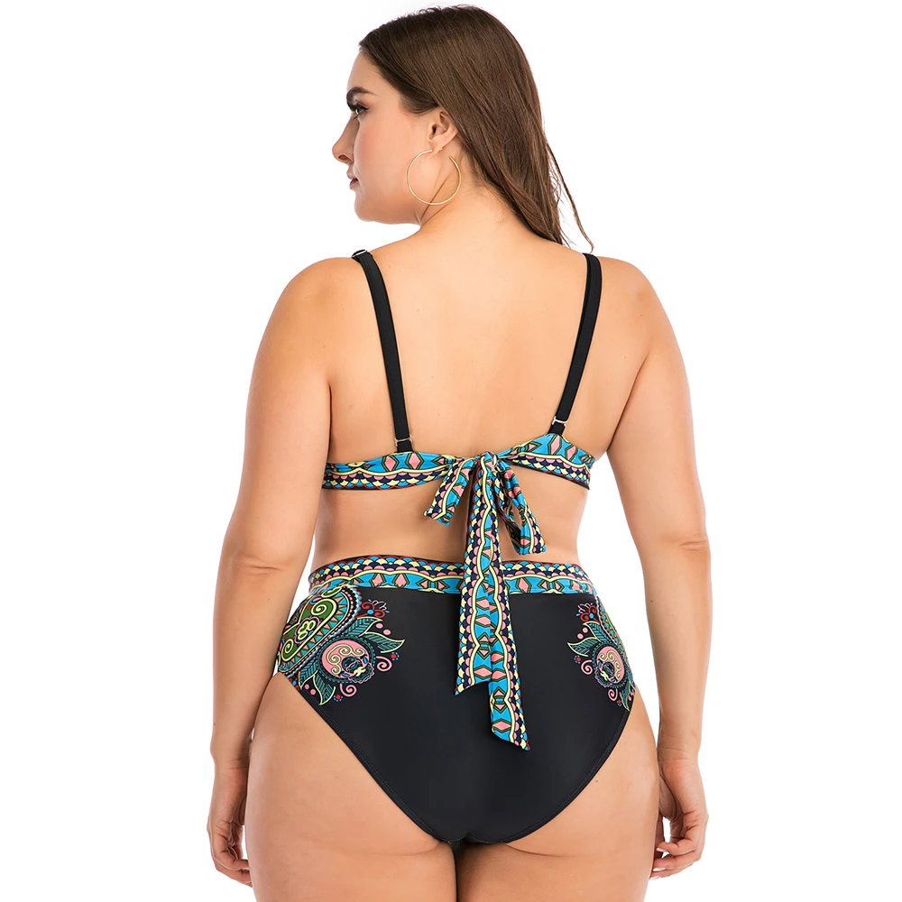 

Vintage Retro Print Bikini Set Women Plus Size Swimwear 2020 Sexy Bikini Halter Push Up Swimsuit Bathing Suits Summer Beach Wear