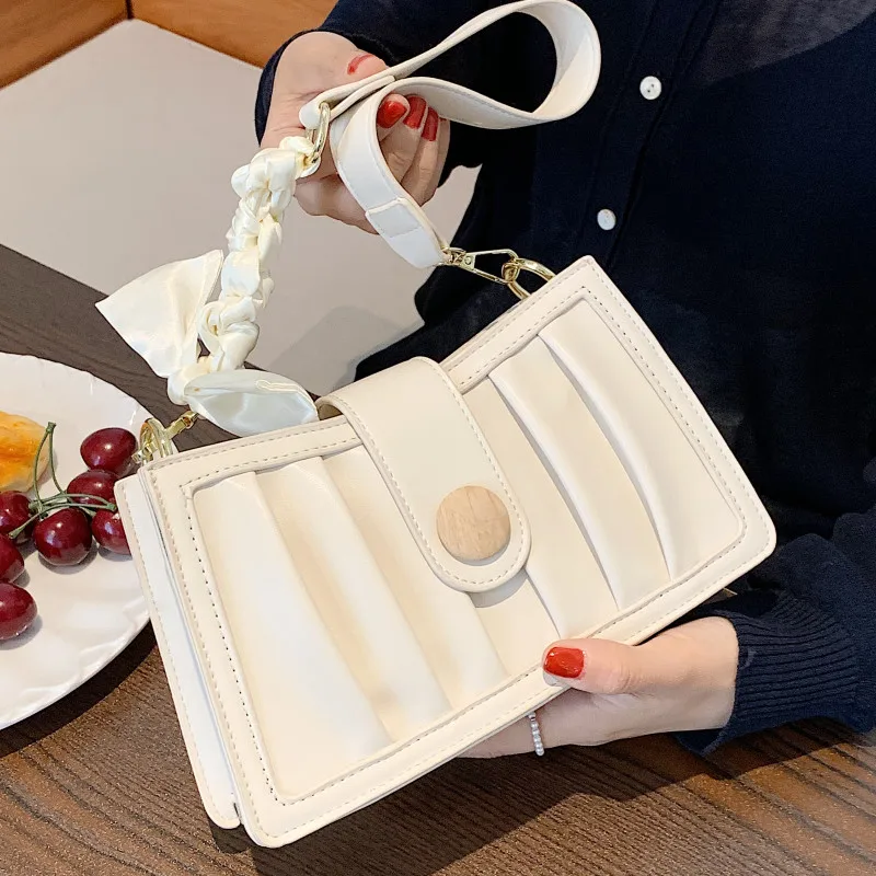 

Pleated Women's Shoulder Bag Luxury Pu Leather Crossbody Bag Solid Color Trending Handbags Brand Designer Female Messenger Bags