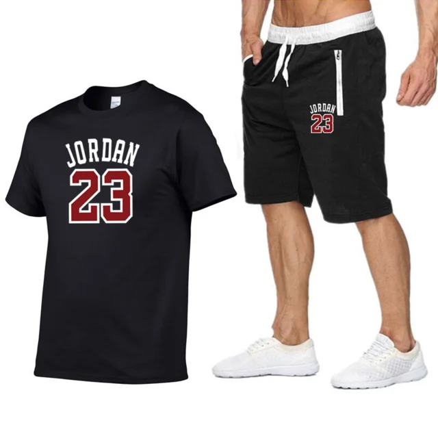 

2piece Set Men Outfits Jordan 23 t-Shirt Shorts Summer Short Set Tracksuit Men Sport suit Jogging Sweatsuit Basketball Jersey