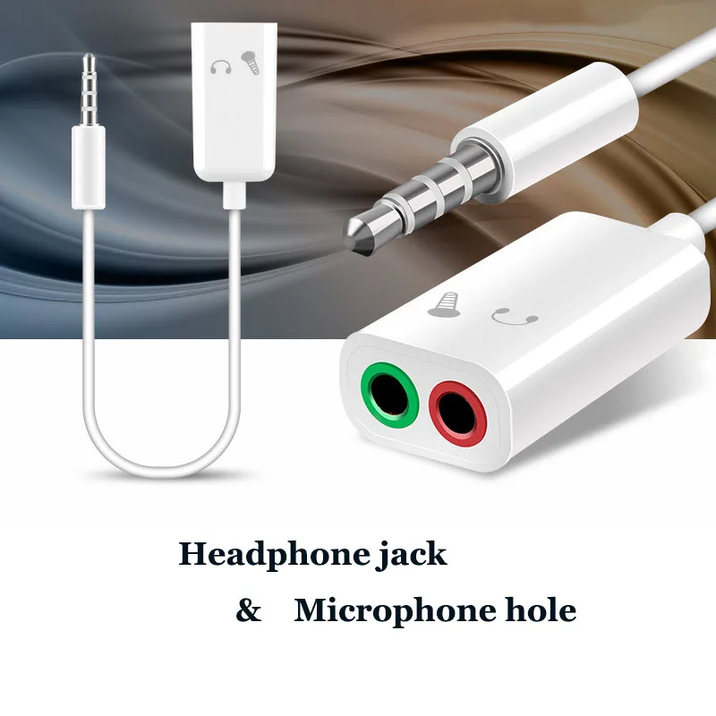 Aux Splitte 3.5mm Double Jack Headphone Splitter Microphone Audio Adapter 2 In 1 Hole for Moblie Phone | Электроника