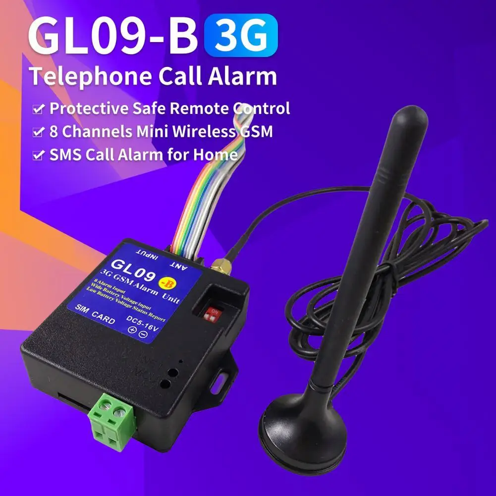 GL09-B GSM Alarm System Telephone Call Alarm Protective Safe Remote Control 8 Channels Mini Wireless GSM SMS Call Alarm for Home