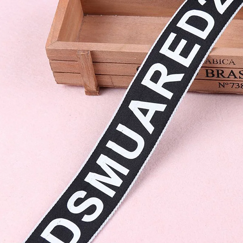 

5M Polyester Cotton Ribbon Handmade Design Printed Letter Text Ribbons For Clothing Backpack Hat Dress Decoration Sewing Fabric
