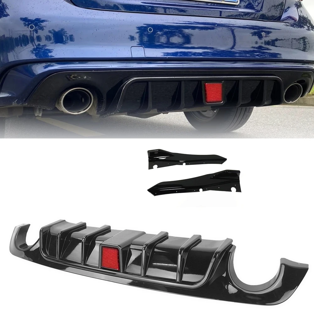 

For Infiniti Q50 2018-2020 Rear Bumper Diffuser Lip W/ LED Lamp+Lower Side Spoiler Guard Corner Cover Splitter Trim Car Body Kit